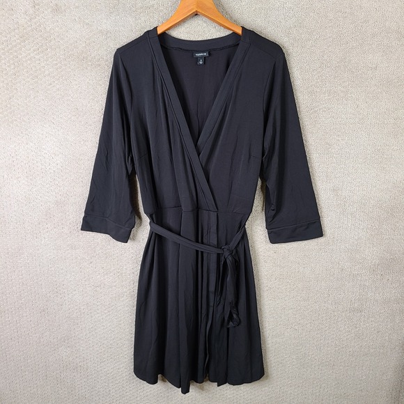 Torrid Dress Womens 2 (US 2X) Black Kimono Wrap 3/4 Sleeve Belted Stretch Casual - Picture 1 of 13